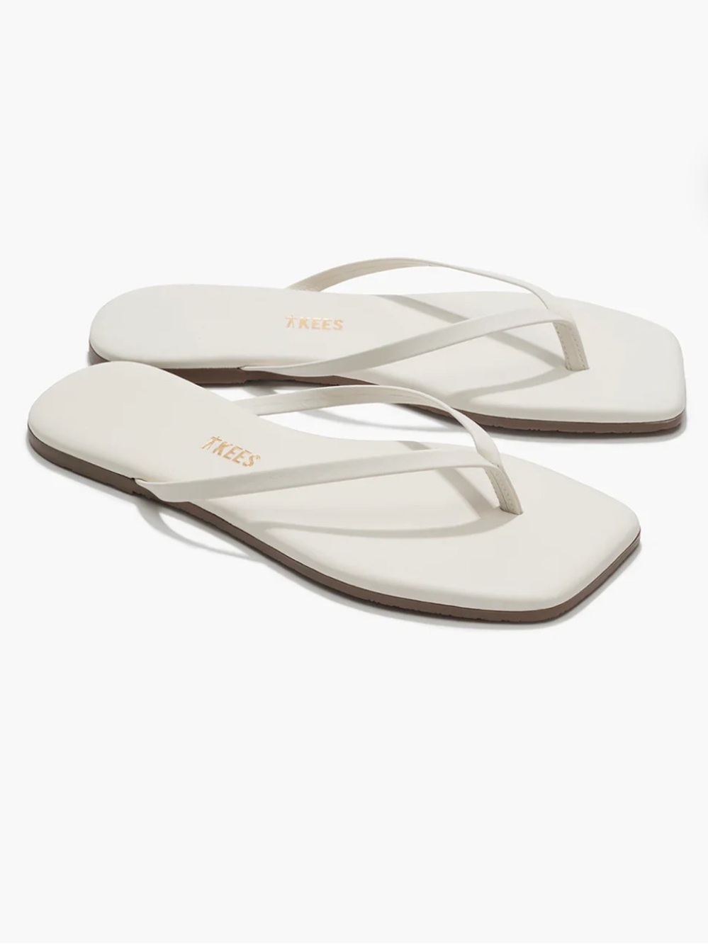 TKEES Ivory Minimal Square-Toe Flip Sandals